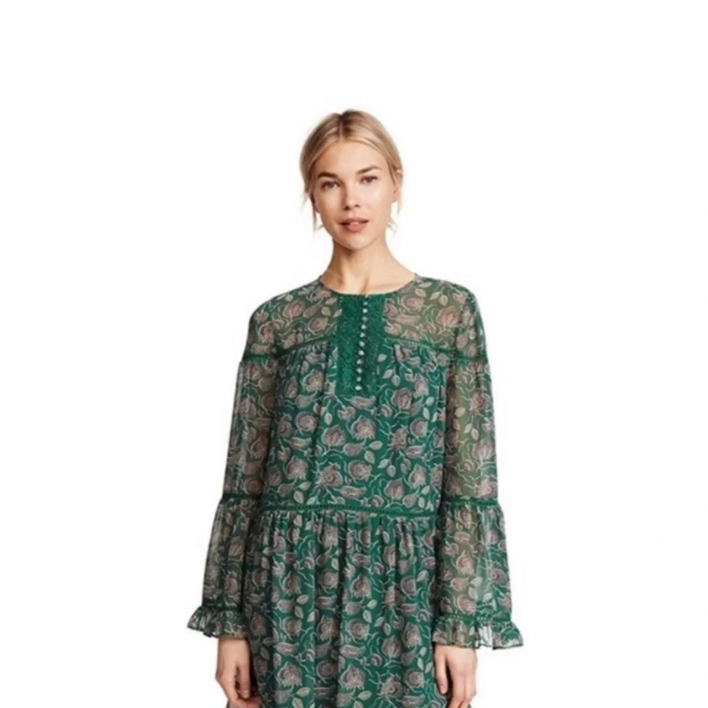 Rebecca Minkoff Florence dress in green paisley print polyester size M. Vintage! - Picture 2 of 16
